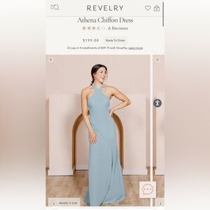 NWT REVELRY: Unaltered Athena Chiffon Dress Size 4 in Light Blue